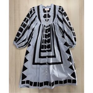 KINGA CSILLA block print cotton tuckernuck kaftan tunic dress XS